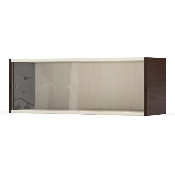 Полка книжная со стеклом КН 01 венге/дуб молочный