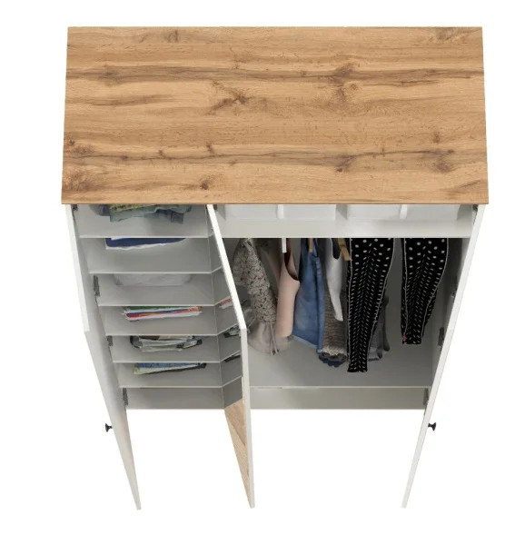 Шкаф для одежды Остин 13.336.03 белый шагрень/дуб крафт золотой