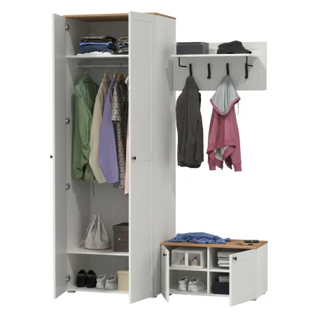 Модульная прихожая Остин белый шагрень/дуб крафт золотой