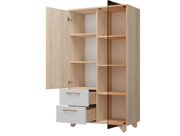 Стеллаж Копенгаген со стеклом дуб сонома/белый матовый Стеллаж Копенгаген со стеклом дуб сонома/белый матовый