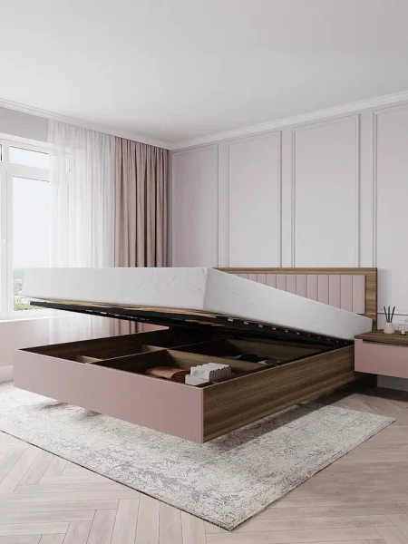 Кровать Роза 160 орех франклин/пудра скин тренто Кровать Роза 160 орех франклин/пудра скин тренто