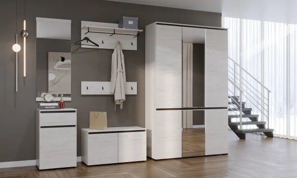 Шкаф Гретта 4С2ЗР дуб крафт белый/антрацит