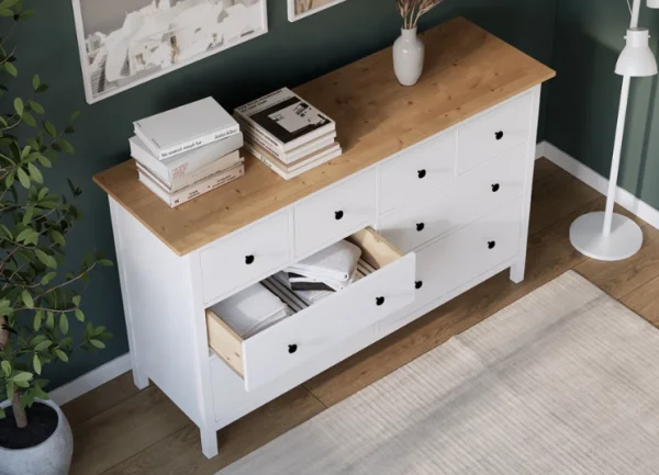 Комод 8 ящиков Кымор белый/светло-коричневый Комод 8 ящиков Кымор белый/светло-коричневый