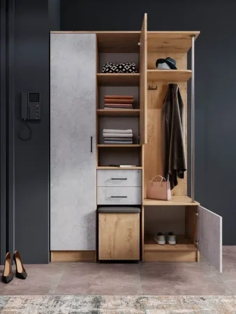 Прихожая Дуся 1.3 дуб бунратти/цемент