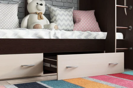 Кровать 2-х ярусная Мийа венге/дуб молочный Кровать 2-х ярусная Мийа венге/дуб молочный