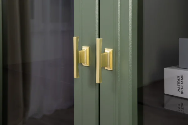 Шкаф-витрина Марион 16.397.02 дымчатый зеленый/олива шагрень