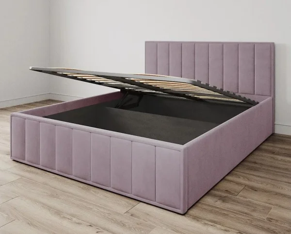 Кровать Лана 140х200 с подъемным механизмом, велюр пудра Кровать Лана 140х200 с подъемным механизмом, велюр пудра