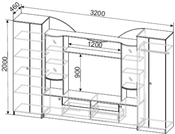 Гостиная МГС-8 венге/ясень анкор светлый