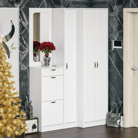 Шкаф П-6 белое дерево фрезеровка ромб