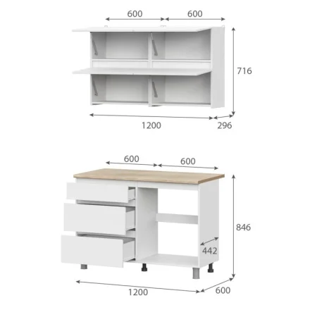 Кухонный гарнитур Токио 1,2 белый текстурный