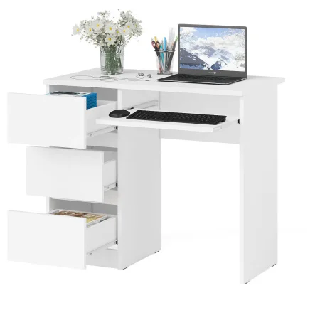 Стол компьютерный три ящика МС-6 белый (левый)