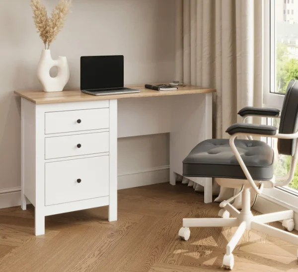 Стол письменный Сага белый/ясень