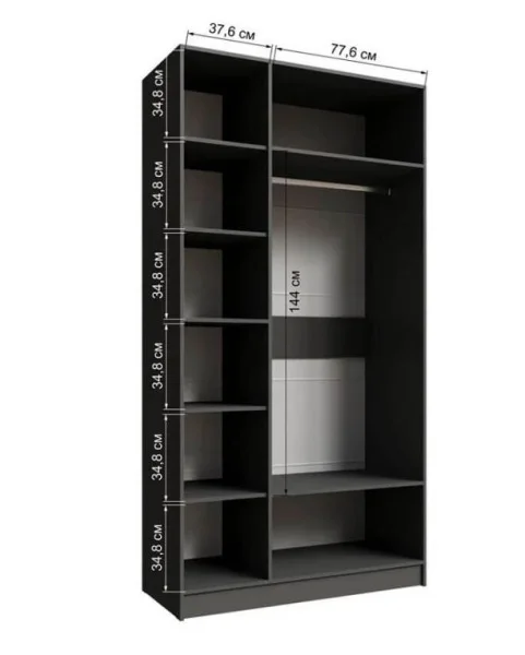 Шкаф Мадрид (1,2) без зеркала графит серый