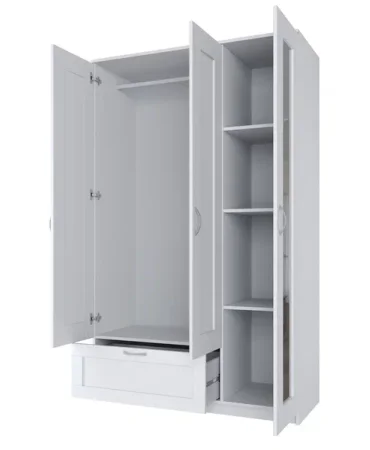 Шкаф комбинированный Сириус 3 двери и 1 ящик белый