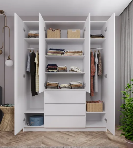 Шкаф четырехдверный Мори МШ 1600 белый