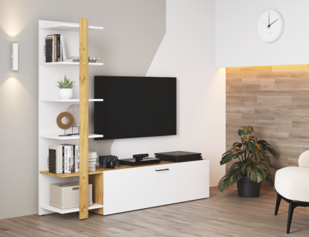 Тумба TV-001 Teсhno дуб крафт золотой/белый