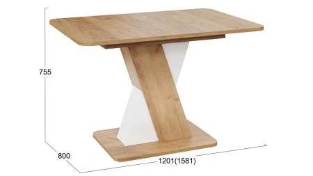 Стол обеденный раздвижной Люксембург тип 3 дуб крафт золотой/белый