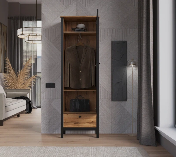 Шкаф Лофт SZF1W1S/60 дуб вотан/черный