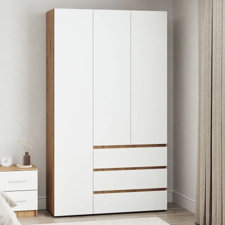 Шкаф 3-х створчатый Хелен ШК-06 дуб крафт золотой/белый