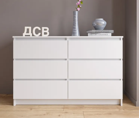 Комод шесть ящиков Мори МК 1200.6 белый