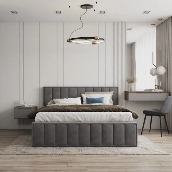 Кровать Лана 160х200 с подъемным механизмом, велюр графит софт Кровать Лана 160х200 с подъемным механизмом, велюр графит софт
