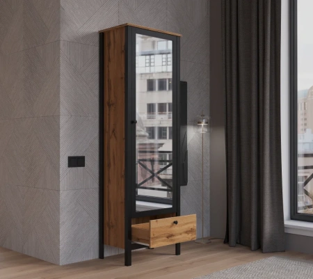 Шкаф Лофт SZF1W1S/60 дуб вотан/черный