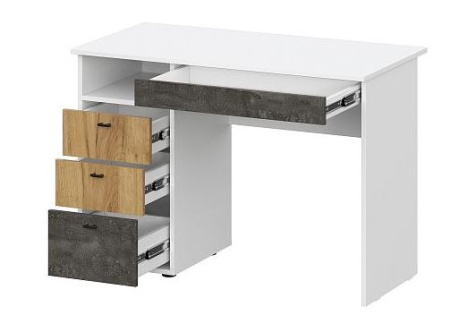 Стол письменный Анри белый текстурный/дуб золотой/железный камень