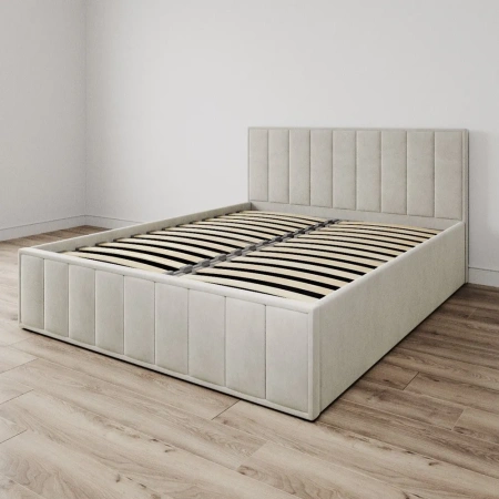 Кровать Лана 140х200 с подъемным механизмом, велюр бежевый софт