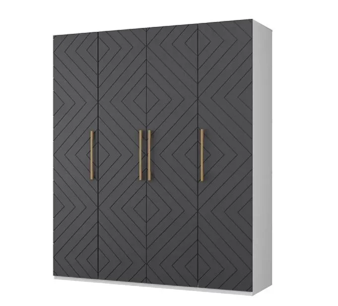 Шкаф 4-х створчатый Копенгаген белый/серый